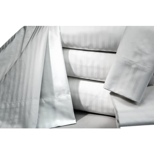 Kahler T300 Blend Woven Stripe, King Flat Sheet, 118x124 CS, RFID, White